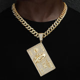 Iced Out Dollars Pendant Necklace Cuban Chain