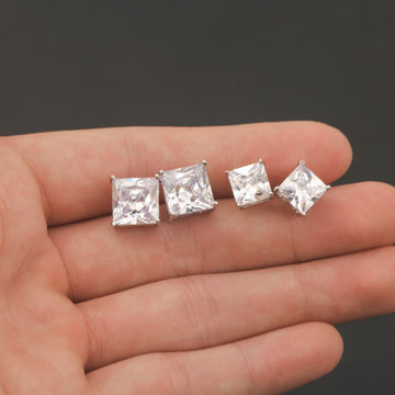 Classic Square Cubic Zirconia Stud Earrings