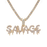 Ice Out Savage Letter Necklace & Pendant Chain
