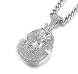 Iced Out Bling Bling Crystal Pharaoh Head Pendant Necklace