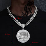 Last Supper Jesus Zircon Charm Men's Pendant Necklace Cuban Chain (20 inch - 30 inch)