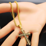 Cross Stainless Steel Pendeantt Necklace for Men - Oshlily