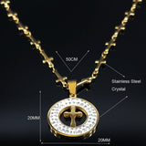Cross Stainless Steel Crystal Necklace Gold Color Necklaces & Pendants - Oshlily