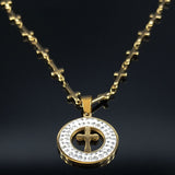 Cross Stainless Steel Crystal Necklace Gold Color Necklaces & Pendants - Oshlily