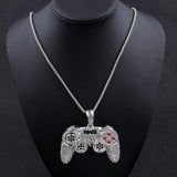 Iced Out Game Controller Handle Pendant Necklace