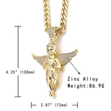 Iced Out Praying Wings Angel Charm Pendant&Necklace