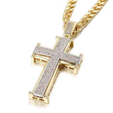 Bling Bling Cross Pendant Iced Out Black/White Crystal Charm Necklace - Oshlily