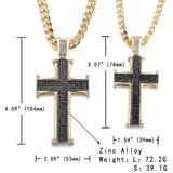 Bling Bling Cross Pendant Iced Out Black/White Crystal Charm Necklace - Oshlily