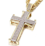 Bling Bling Cross Pendant Iced Out Black/White Crystal Charm Necklace - Oshlily