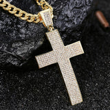 Arc-shaped Cross Iced Out Bling Bling Crystal Pendant Necklace