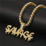 Ice Out Savage Letter Necklace & Pendant Chain