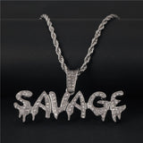 Ice Out Savage Letter Necklace & Pendant Chain