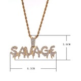 Ice Out Savage Letter Necklace & Pendant Chain