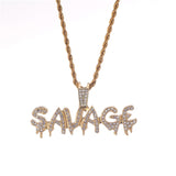 Ice Out Savage Letter Necklace & Pendant Chain