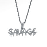 Ice Out Savage Letter Necklace & Pendant Chain