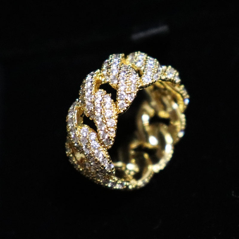 Iced Out Cubic Zircon Cuban Link Chain Ring