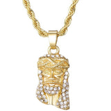 Jesus Christ Pendant For Men Iced Out Shining Crystal Charm Necklace - Oshlily