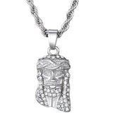 Jesus Christ Pendant For Men Iced Out Shining Crystal Charm Necklace - Oshlily