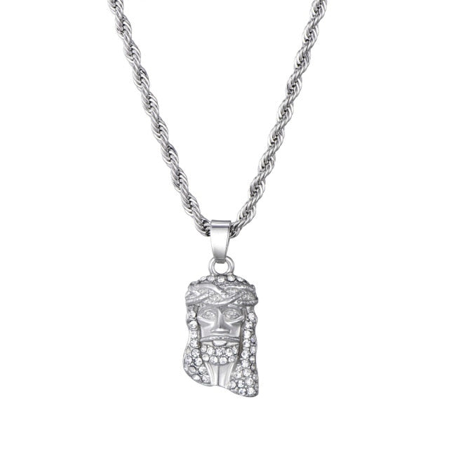 Jesus Christ Pendant For Men Iced Out Shining Crystal Charm Necklace - Oshlily