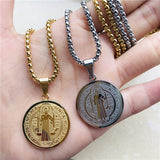 Catholic Saint Benedict Medallion Pendant Necklace - Oshlily