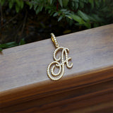 A-Z Cursive Letters Name Iced Out Cubic Zircon Pendant Necklace