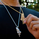 Praying Hands CZ Stones Pendant Necklace