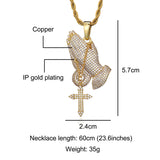 Praying Hands CZ Stones Pendant Necklace