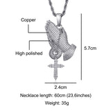 Praying Hands CZ Stones Pendant Necklace