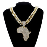 African Map Pendant Necklace - Sliver/Gloden