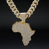 African Map Pendant Necklace - Sliver/Gloden