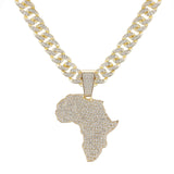 African Map Pendant Necklace - Sliver/Gloden