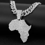 African Map Pendant Necklace - Sliver/Gloden