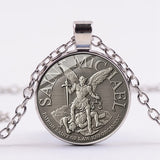 Archangel St.Michael Protect Me Saint Shield Angel Protection Pendant Necklace