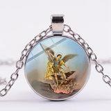 Archangel St.Michael Protect Me Saint Shield Angel Protection Pendant Necklace - Oshlily