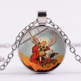 Archangel St.Michael Protect Me Saint Shield Angel Protection Pendant Necklace - Oshlily