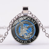 Archangel St.Michael Protect Me Saint Shield Angel Protection Pendant Necklace - Oshlily