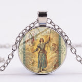 Archangel St.Michael Protect Me Saint Shield Angel Protection Pendant Necklace - Oshlily