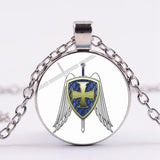 Archangel St.Michael Protect Me Saint Shield Angel Protection Pendant Necklace - Oshlily
