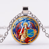 Archangel St.Michael Protect Me Saint Shield Angel Protection Pendant Necklace - Oshlily