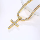 Ice Out Cross Pendant Tennis Chain Necklace - Oshlily