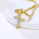 Ice Out Cross Pendant Tennis Chain Necklace - Oshlily