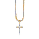 Ice Out Cross Pendant Tennis Chain Necklace - Oshlily