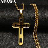Cross Stainless Steel Necklace for Men Gold and Silver Color