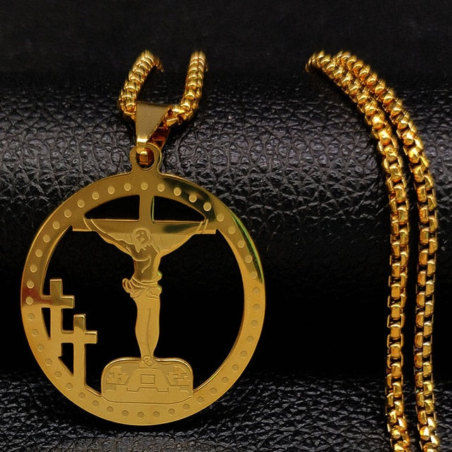 Cross Stainless Steel Necklace for Men Gold and Silver Color - Oshlily