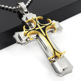 Multi-Layer Gold Jesus Cross Pendant Chain Necklace Unisex