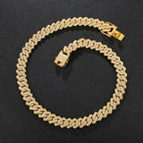 Full Iced Out Gold Necklace +Watch+Bracelet Miami Curb Cuban Chain