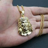 Gold Jesus Christ God Stainless Steel Pendant Necklace - Oshlily