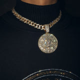 Iced Out Cubic Zircon NO.7 Coin Pendant Chain