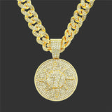 Iced Out Cubic Zircon NO.7 Coin Pendant Chain