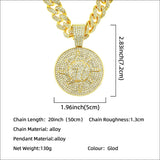 Iced Out Cubic Zircon NO.7 Coin Pendant Chain